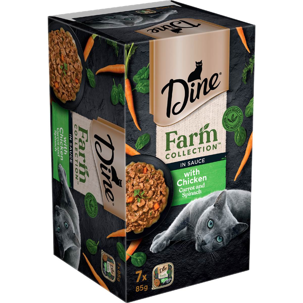 Dine Farm Collection Wet Cat Food Chicken Carrot Spinach 85g x 7 pack – Woolworths