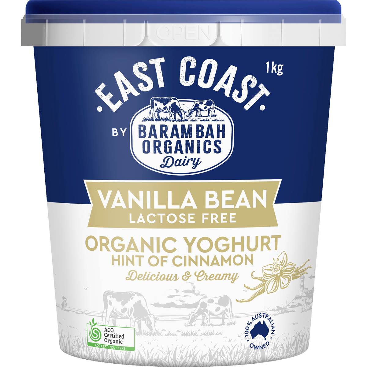 Barambah Organics Organic Lactose Free Yoghurt Vanilla Bean & Cinnamon