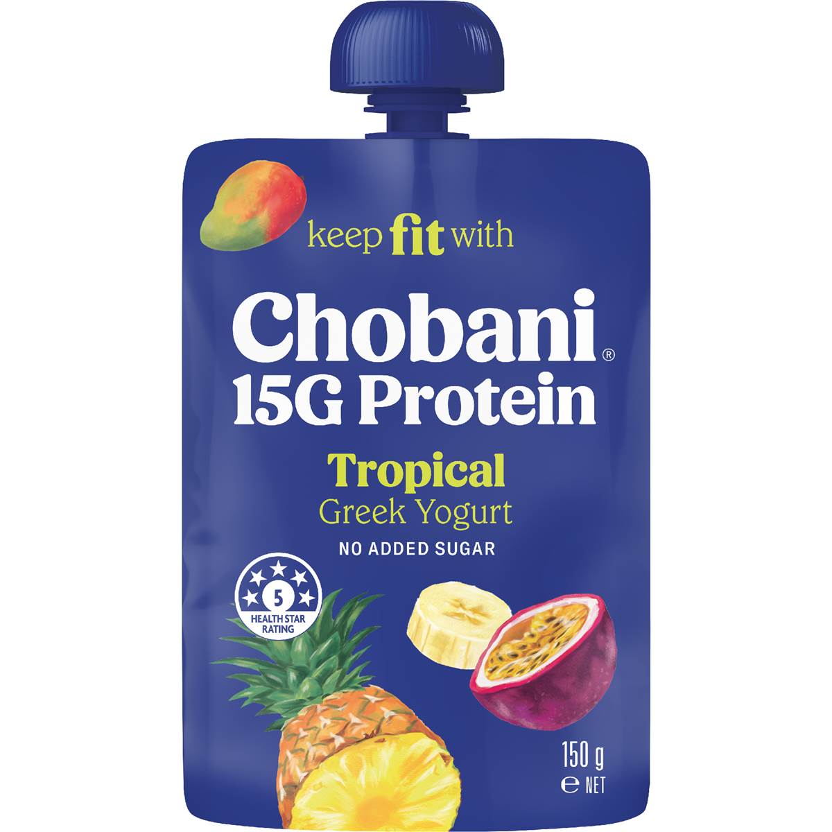 Chobani 15G Protein Greek Yogurt Tropical Pouch 150g