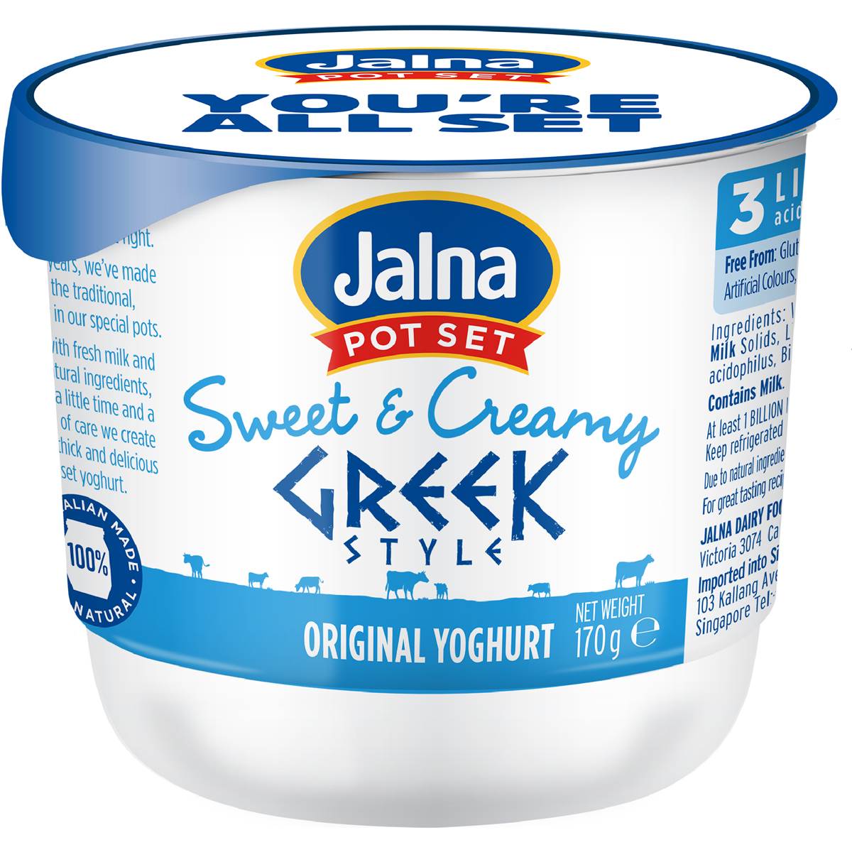 Jalna Greek Style Yoghurt Pot Set Sweet & Creamy Original