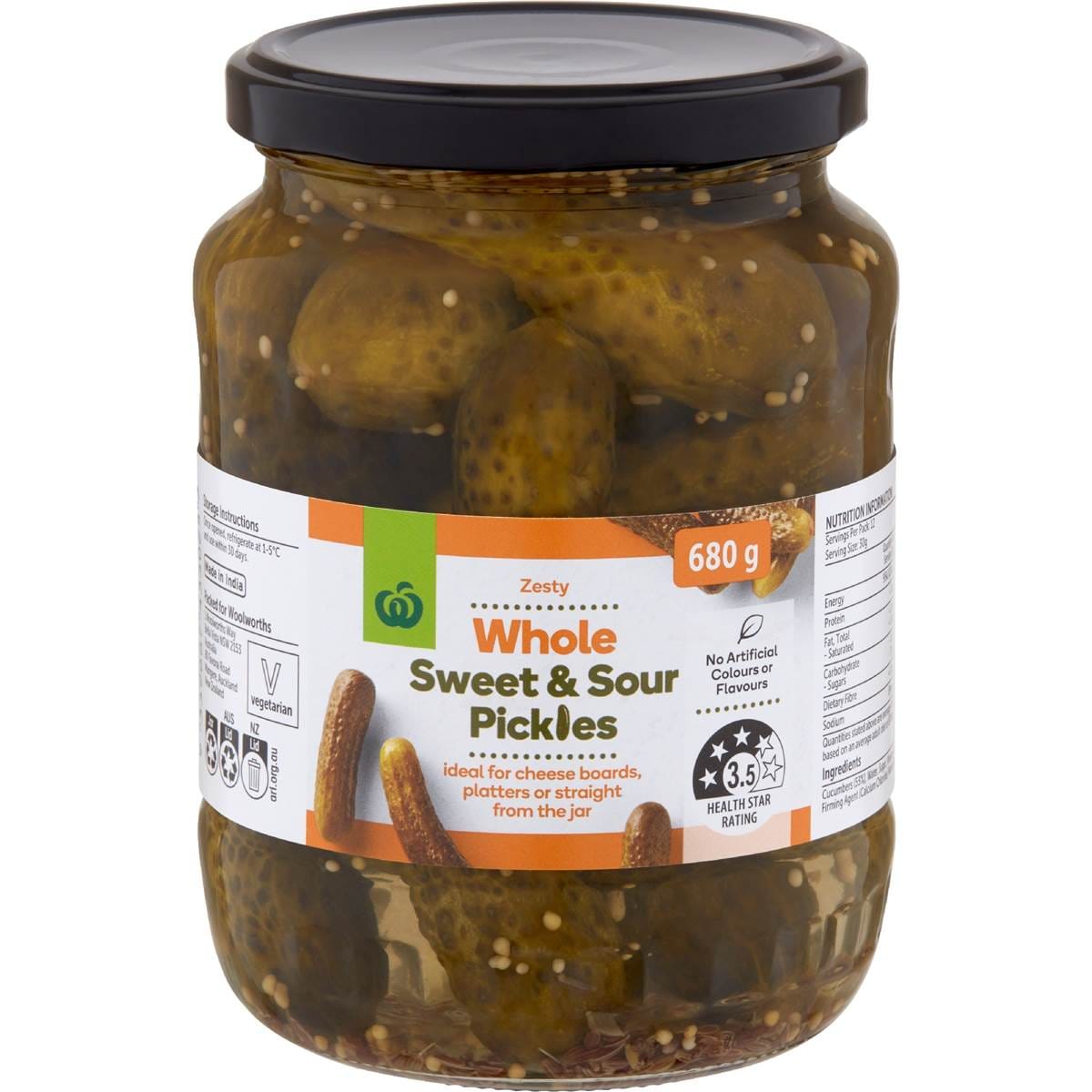 Woolworths Whole Sweet & Sour Pickles