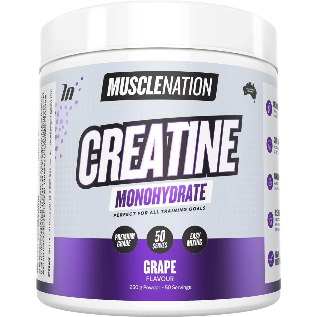 Muscle Nation Creatine Monohydrate Powder Grape