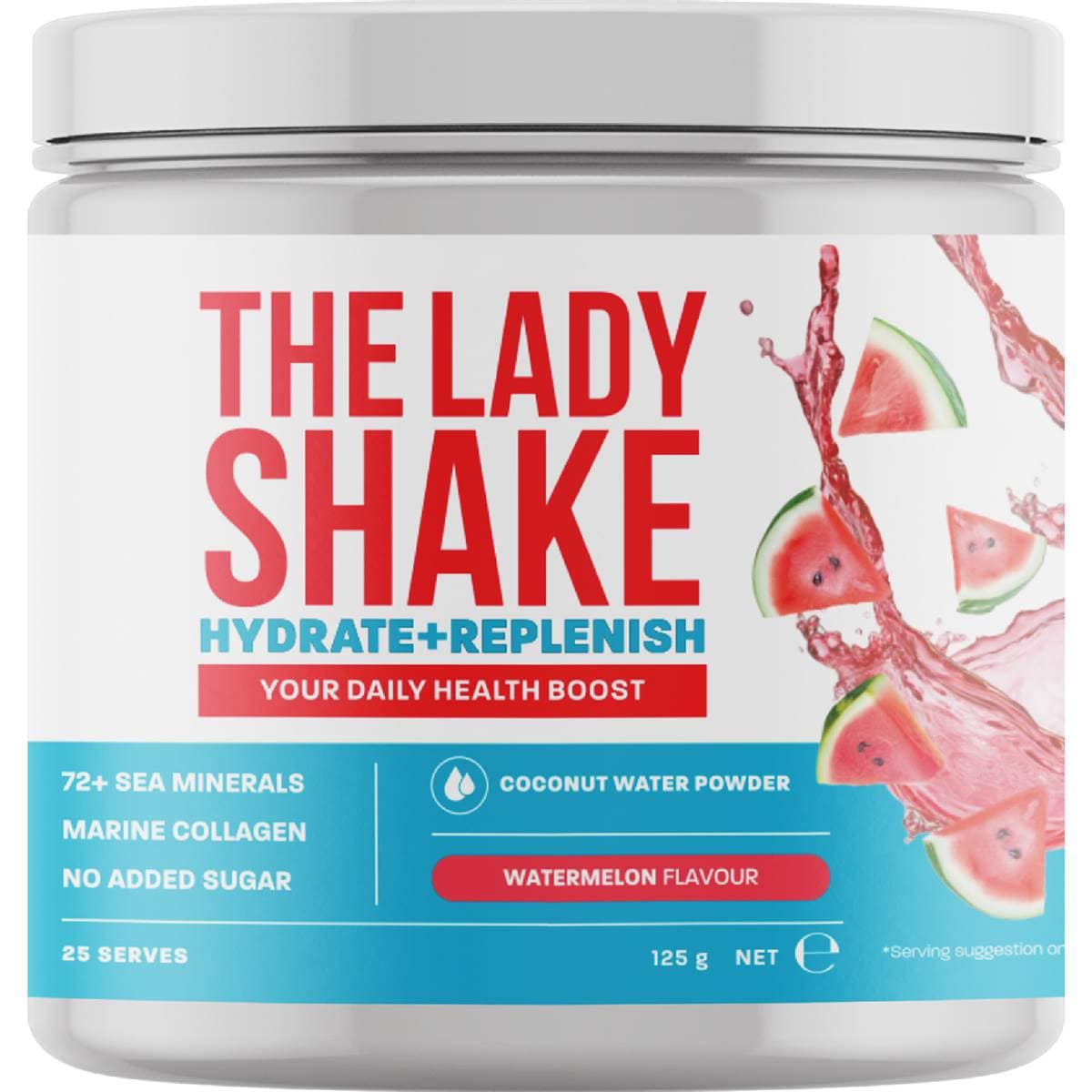 The Lady Shake Hydrate + Coconut Collagen Supplement Powder Watermelon 125g