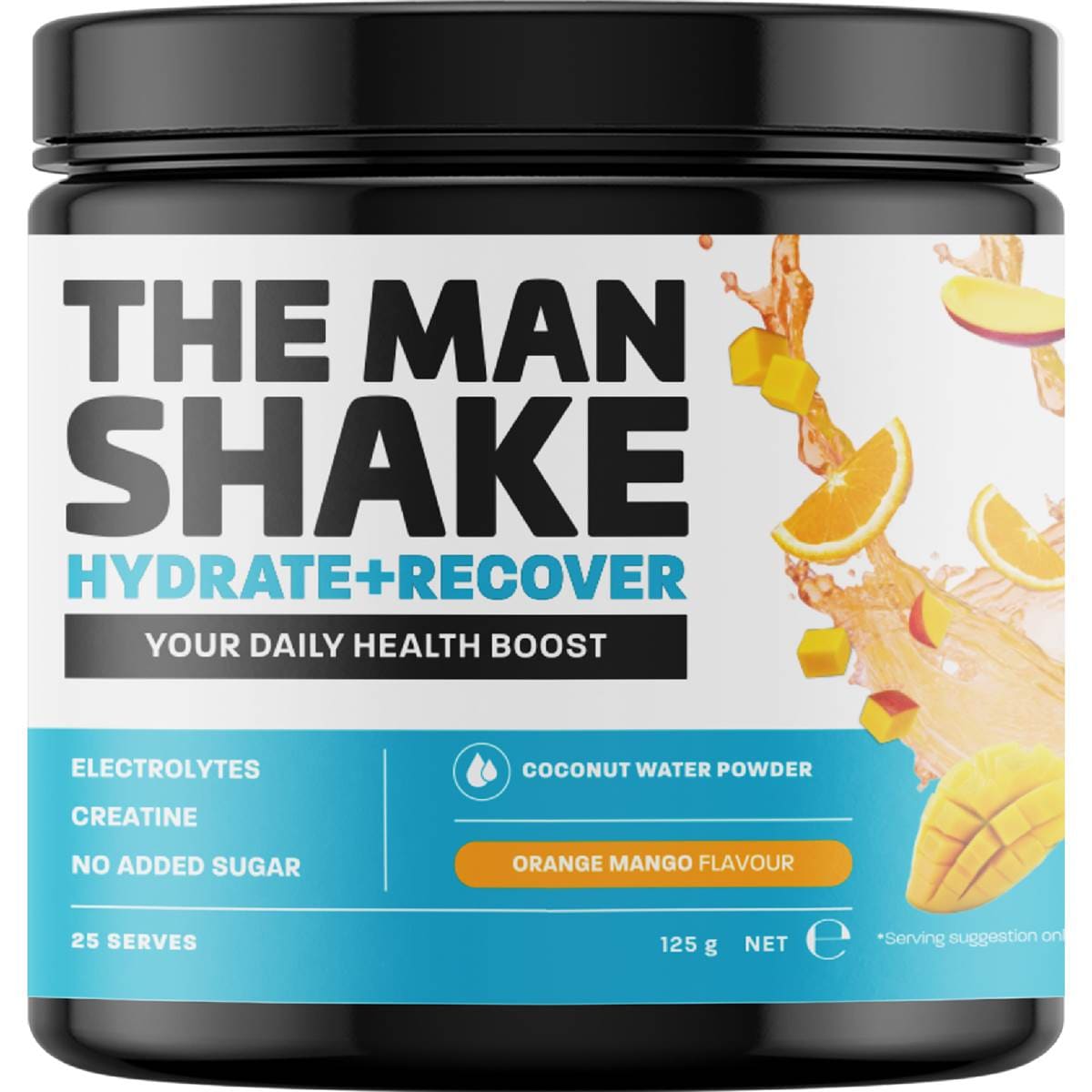 The Man Shake Hydrate + Recover + Creatine Supplement Powder Orange Mango 125g – Woolworths