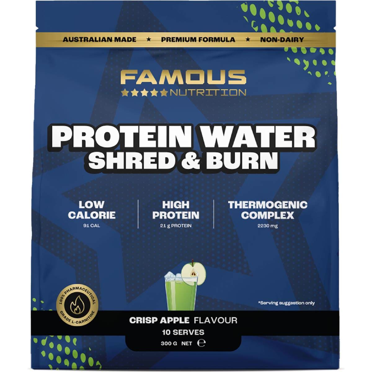 Famous Nutrition Protein Water Shred & Burn Apple Thermogenic 300g