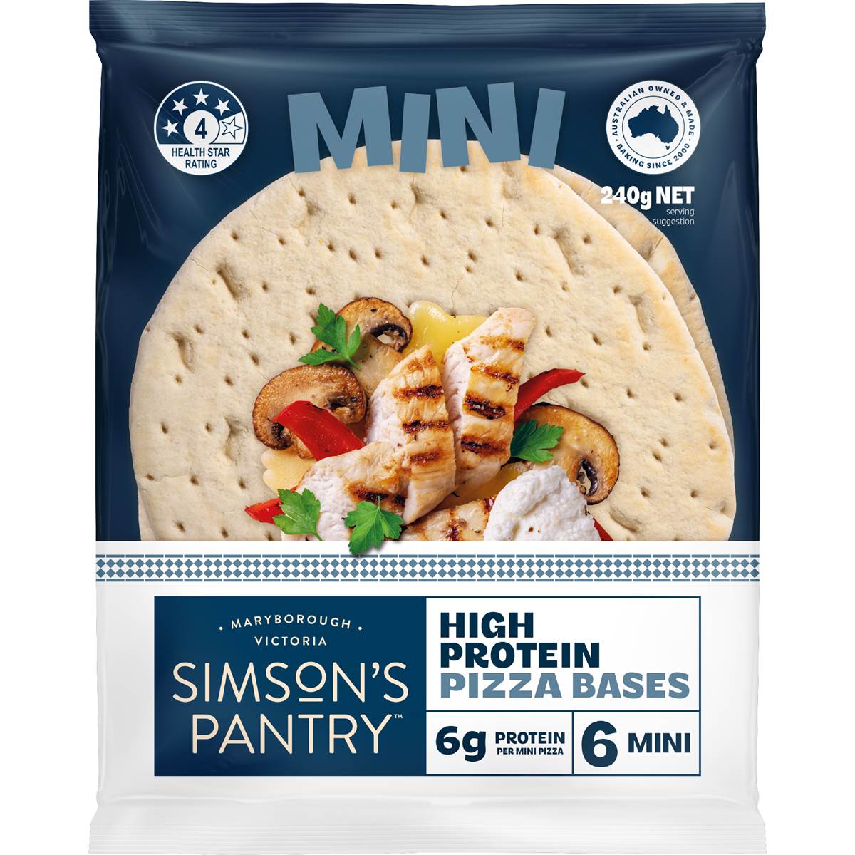 Simson's Pantry High Protein Mini Pizza Bases 6 pack