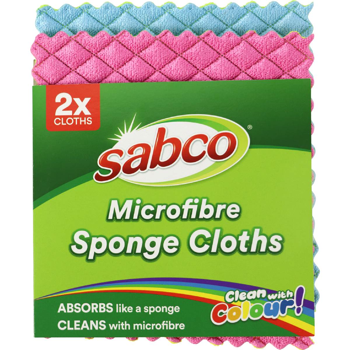 Sabco Microfibre Sponge Cloths Assorted 2 pack – Woolworths