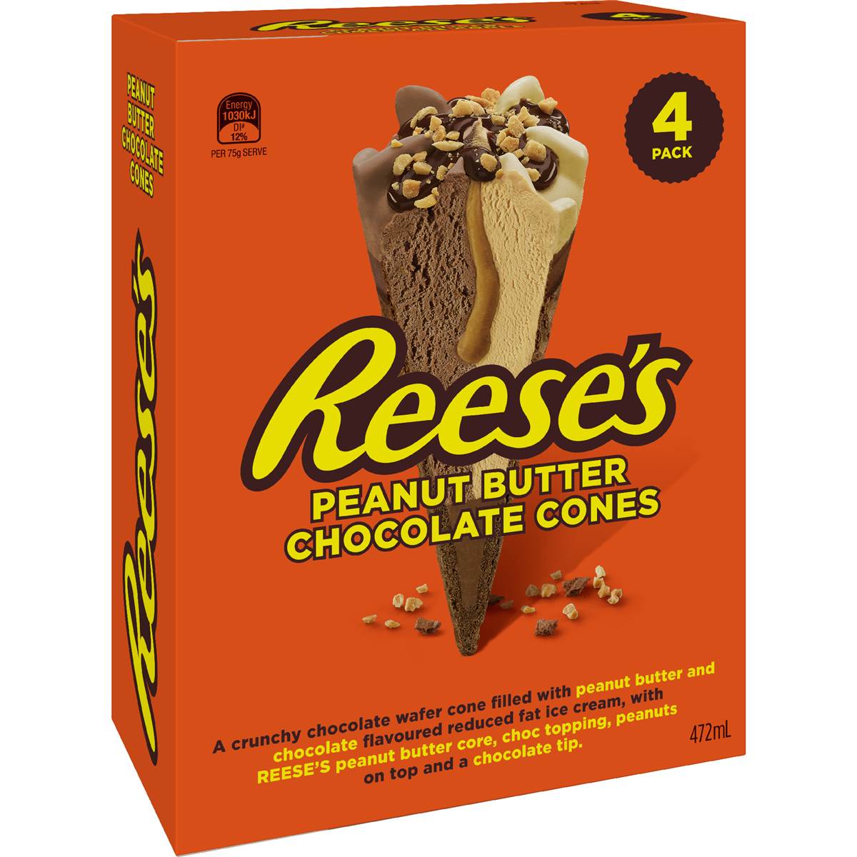 Reese's Peanut Butter Chocolate Ice Cream Cones 4 pack – Woolworths