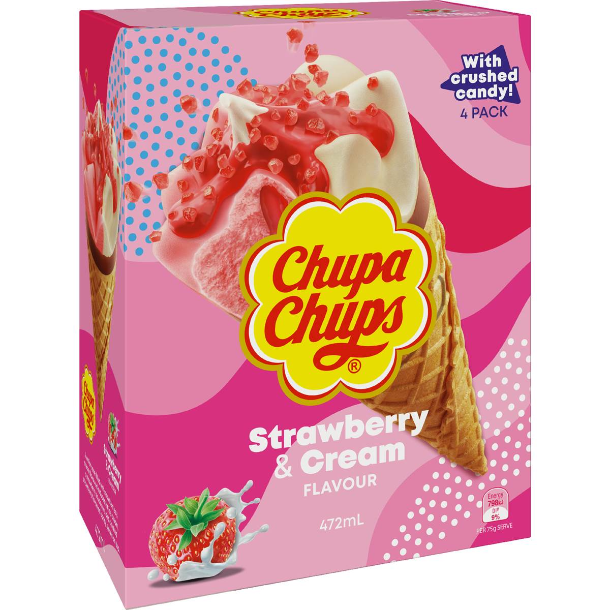 Chupa Chups Ice Cream Cones Strawberry 4 pack – Woolworths