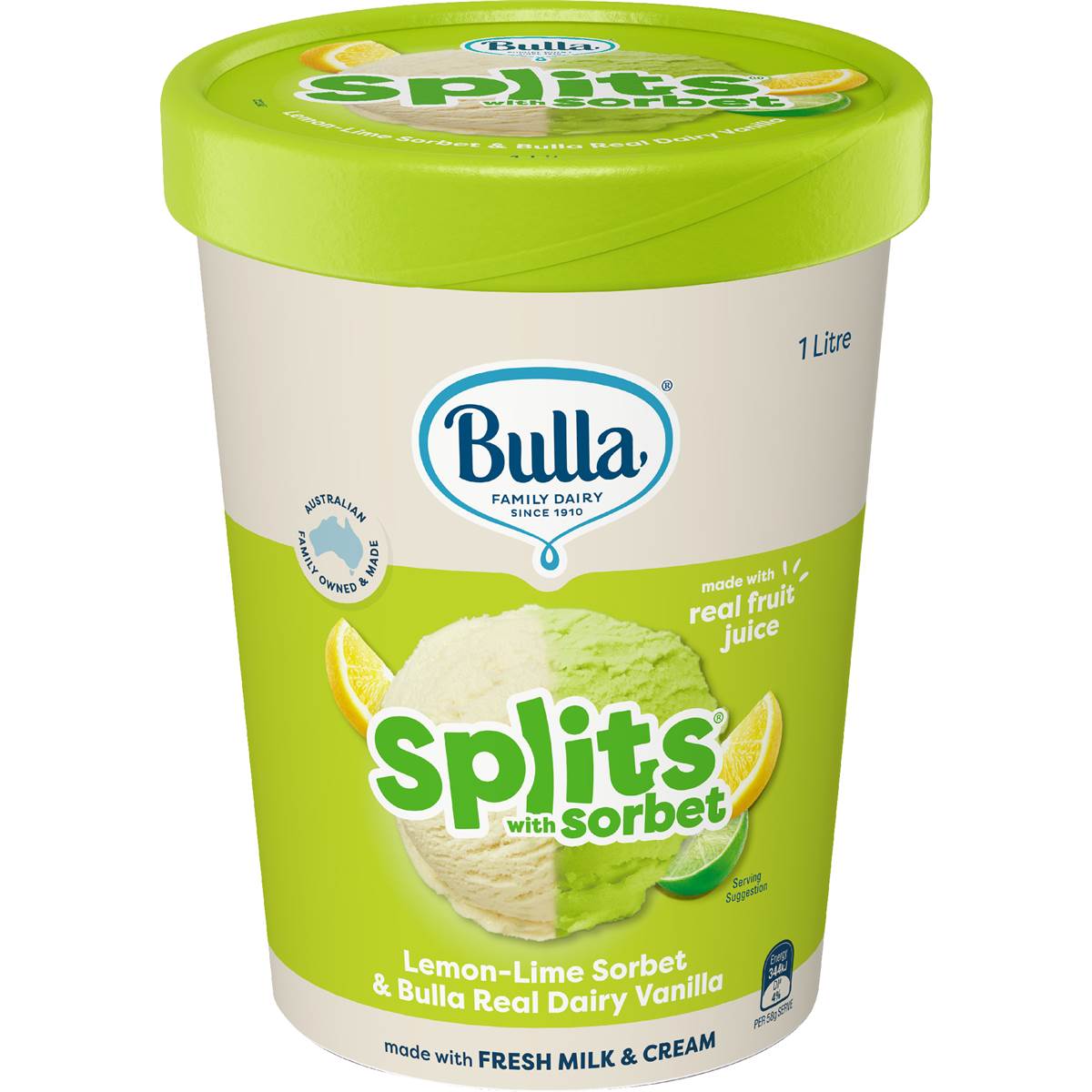 Bulla Splits Sorbet Tub Lemon Lime
