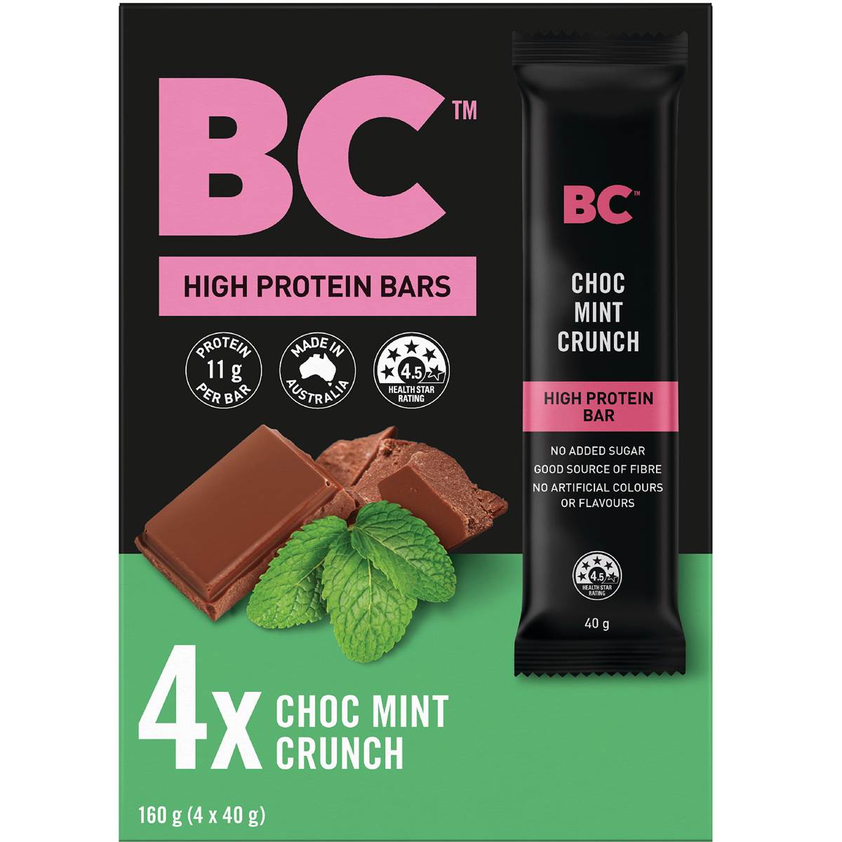 BC Snacks Choc Mint Crunch High Protein Bars