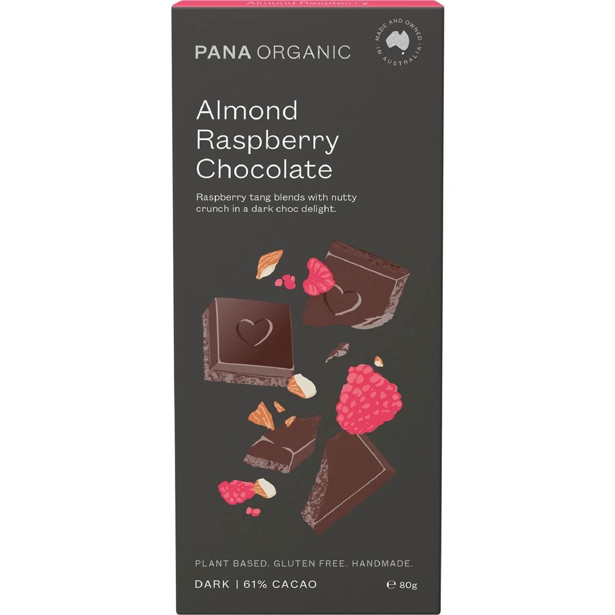 Pana Organic Almond Raspberry Dark Chocolate Block