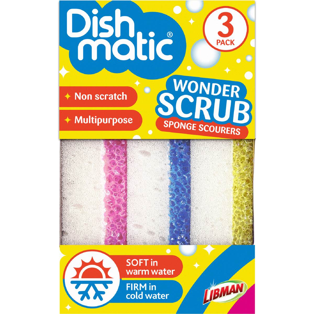 Dishmatic Wonder Scrub Sponge Scourers 3 pack – Woolworths