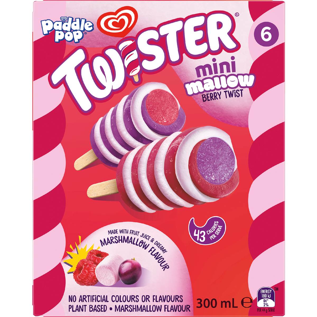Paddle Pop Twister Mini Mallow Berry Twist