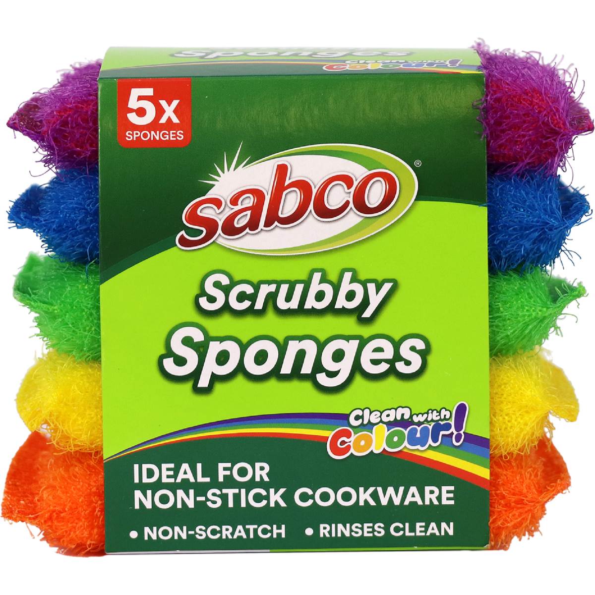 Sabco Scrubby Sponges Rainbow 5 pack – Woolworths
