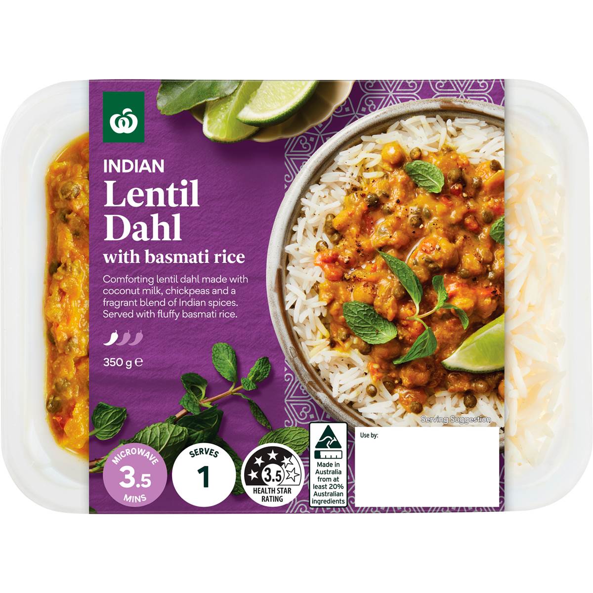 Woolworths Lentil Dahl & Rice 350g