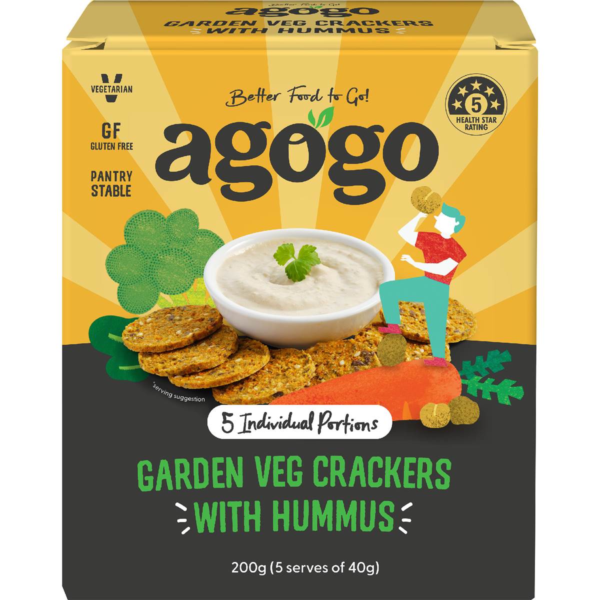 Agogo Garden Veg Crackers With Hummus