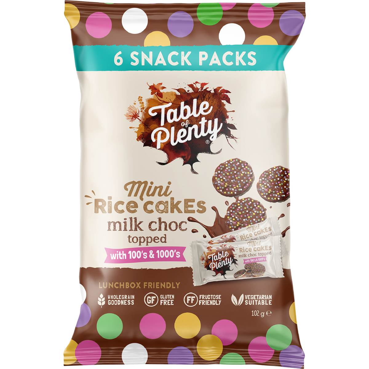 Table Of Plenty Mini Rice Cakes Milk Chocolate With 100s & 1000s