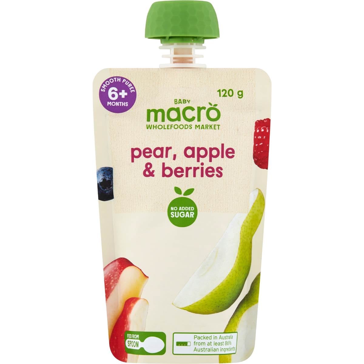 Macro Baby Food Pouch Pear Apple & Berries 6+ Months