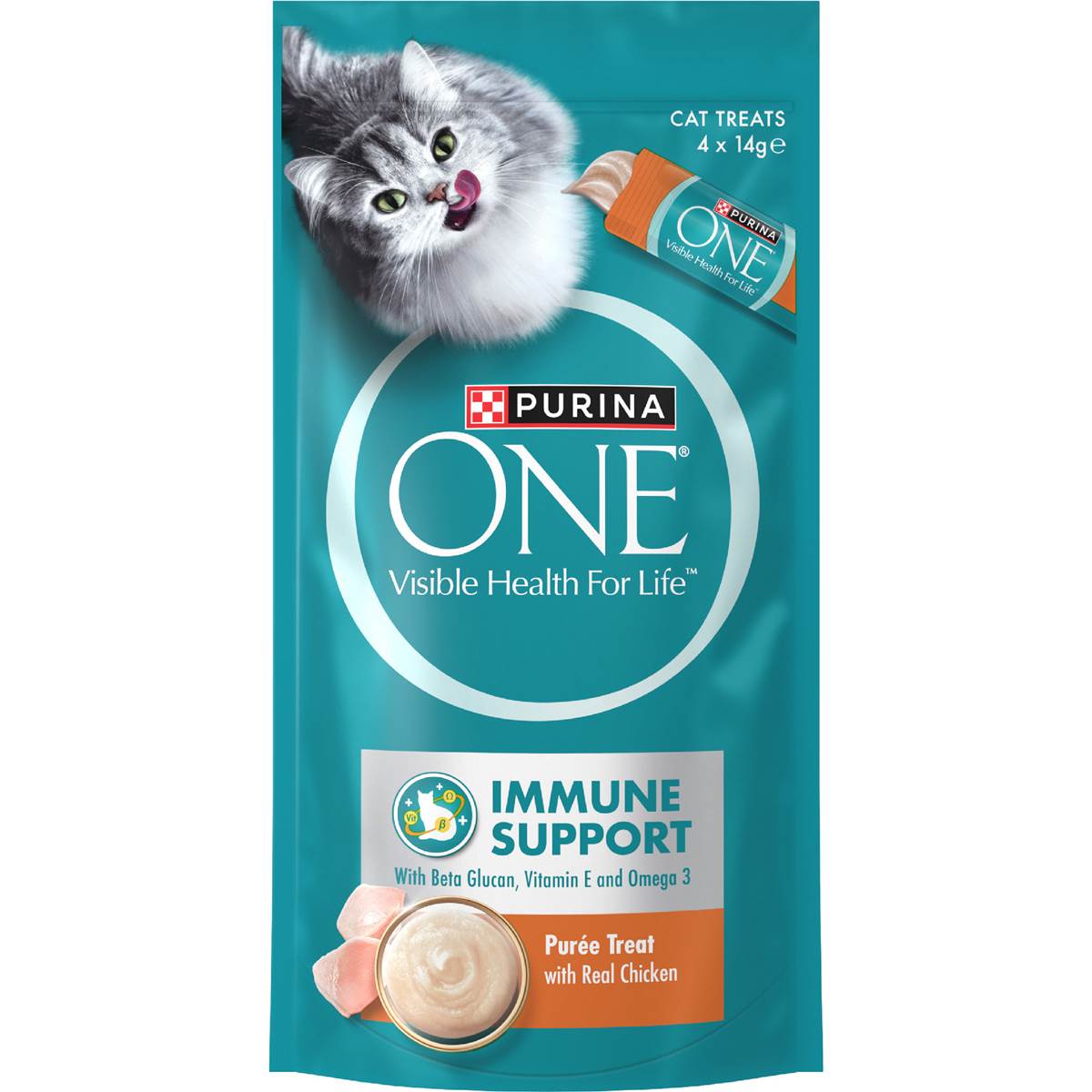 Purina One Immune Support Cat Treats Puree With Chicken