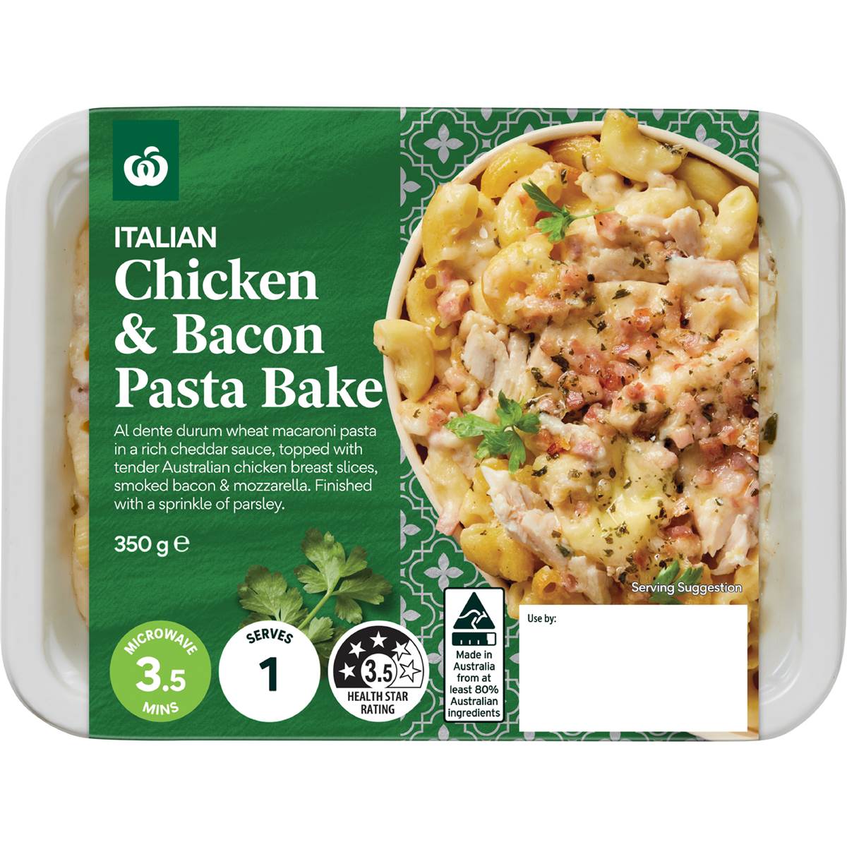 Woolworths Chicken & Bacon Pasta Bake 350g