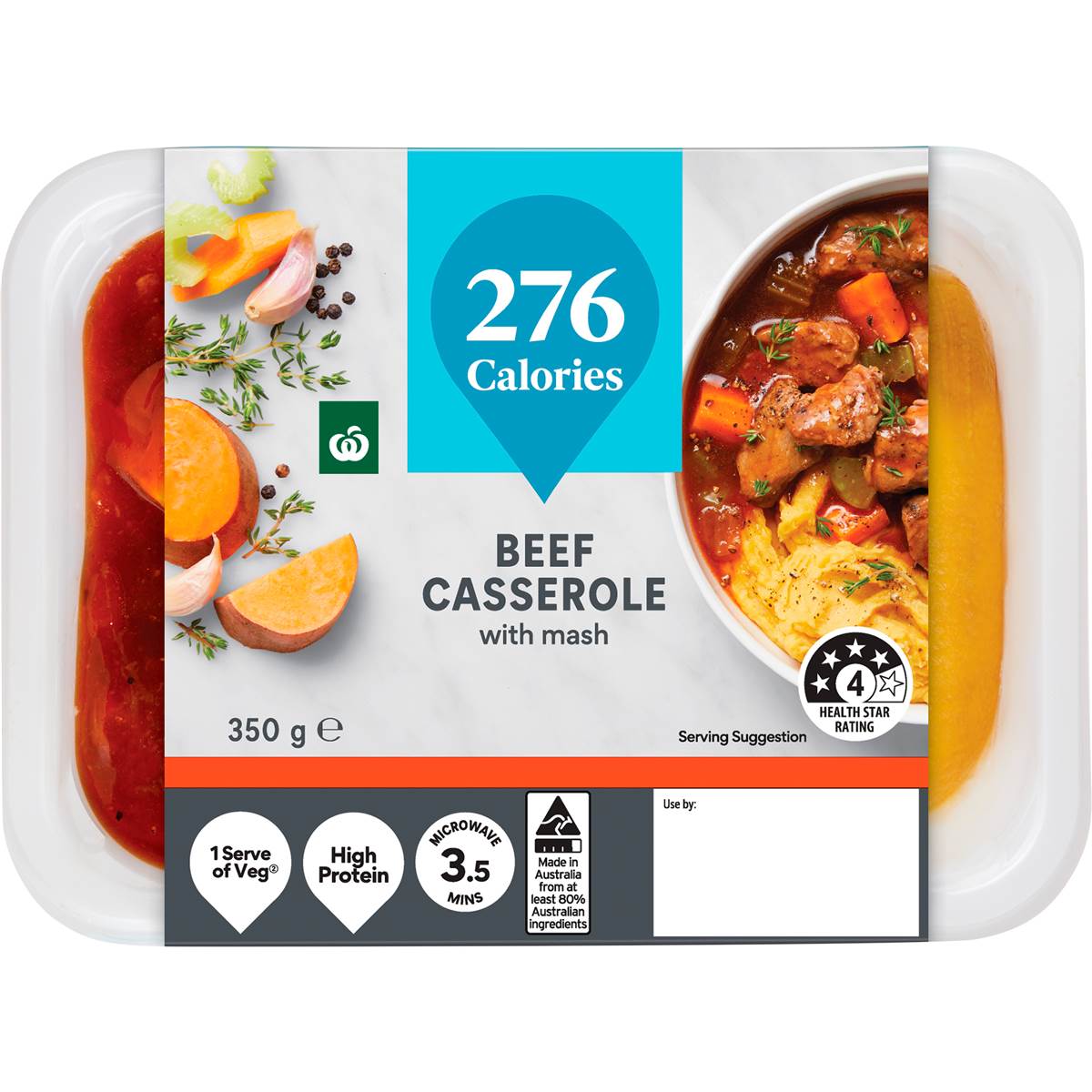 Woolworths Calorie Controlled Beef Casserole With Mash 350g