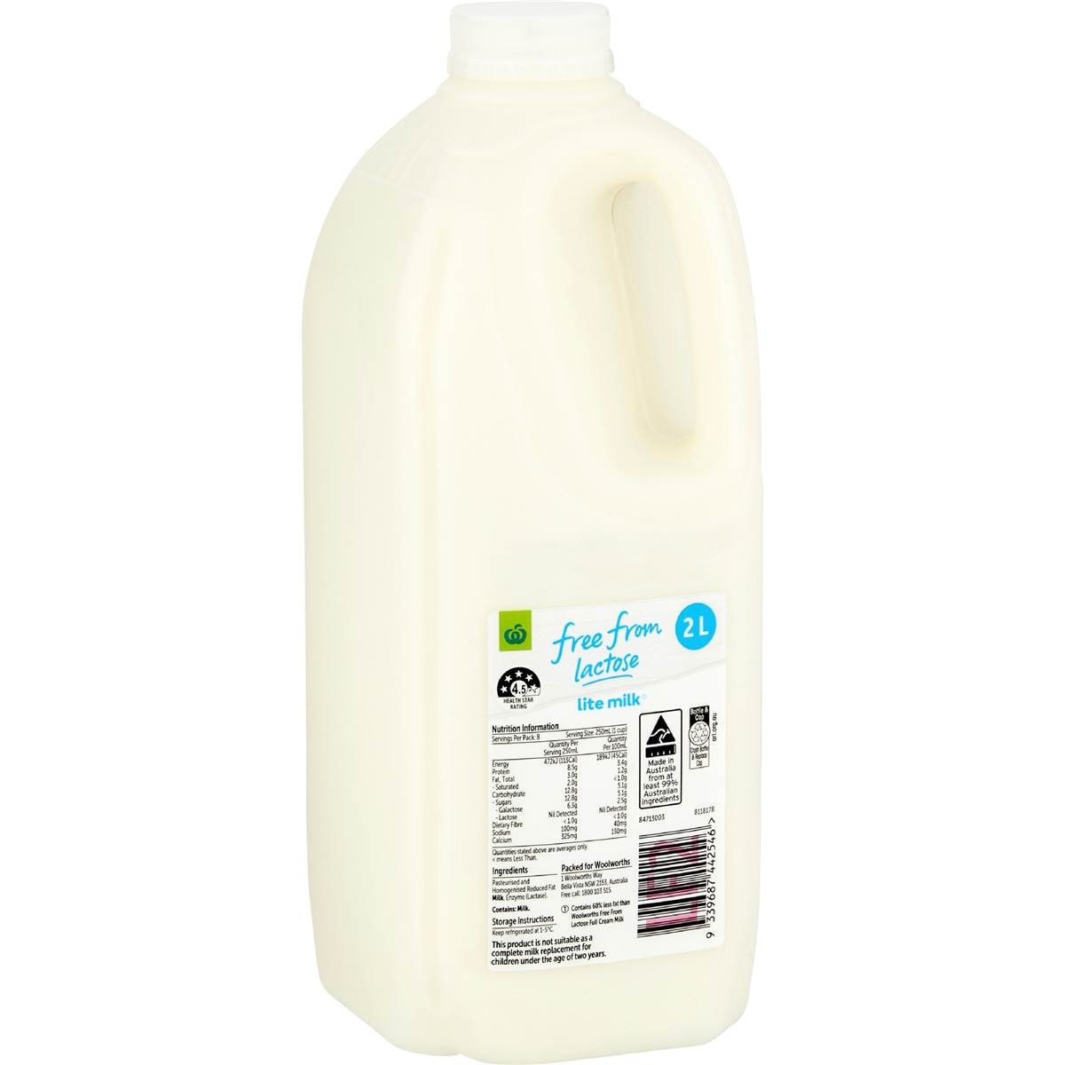 Woolworths Free From Lactose Milk Lite