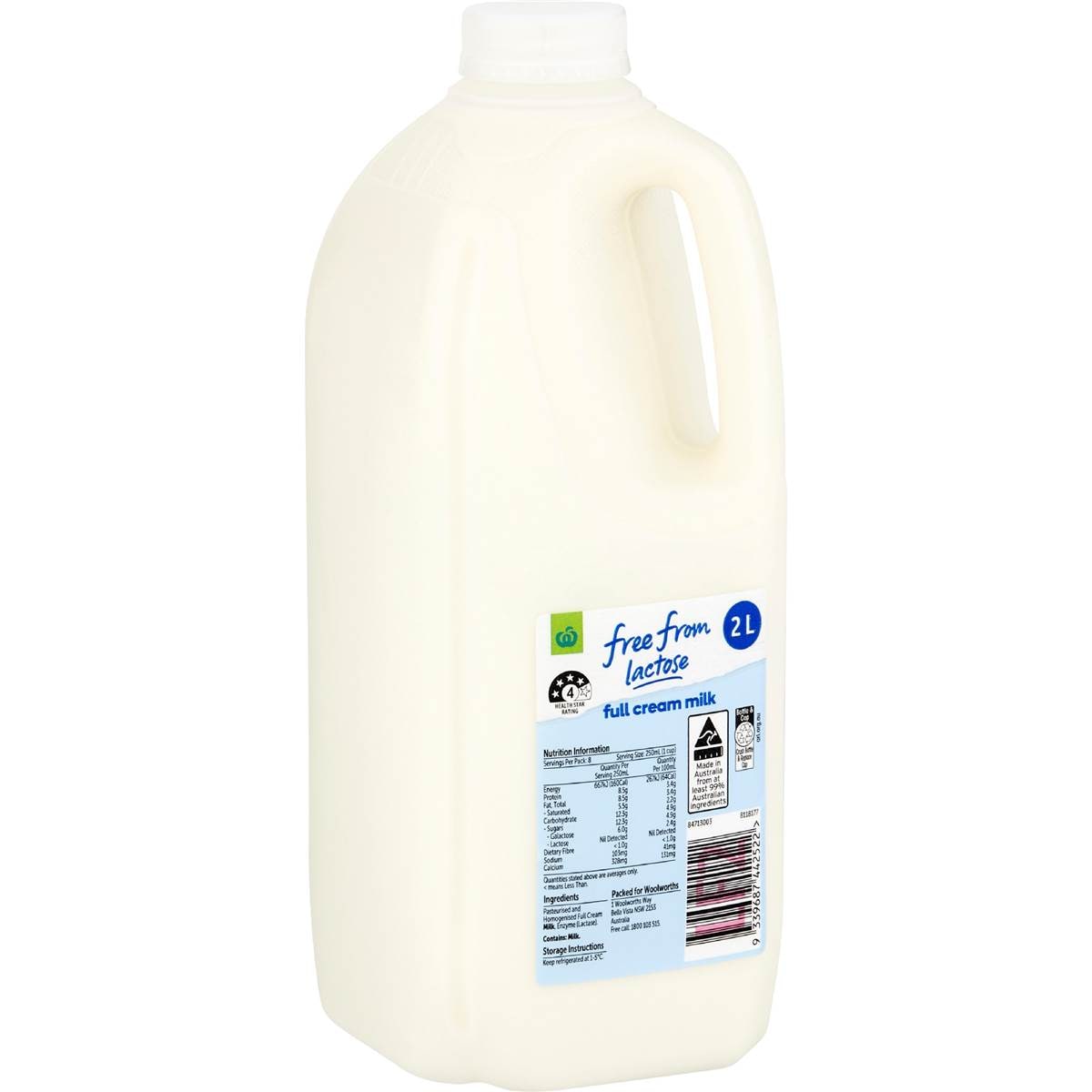 Woolworths Free From Lactose Milk Full Cream