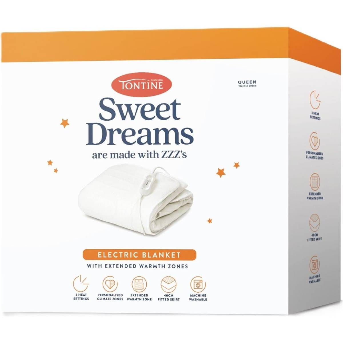 Tontine Sweet Dreams Electric Blanket Queen Bed each