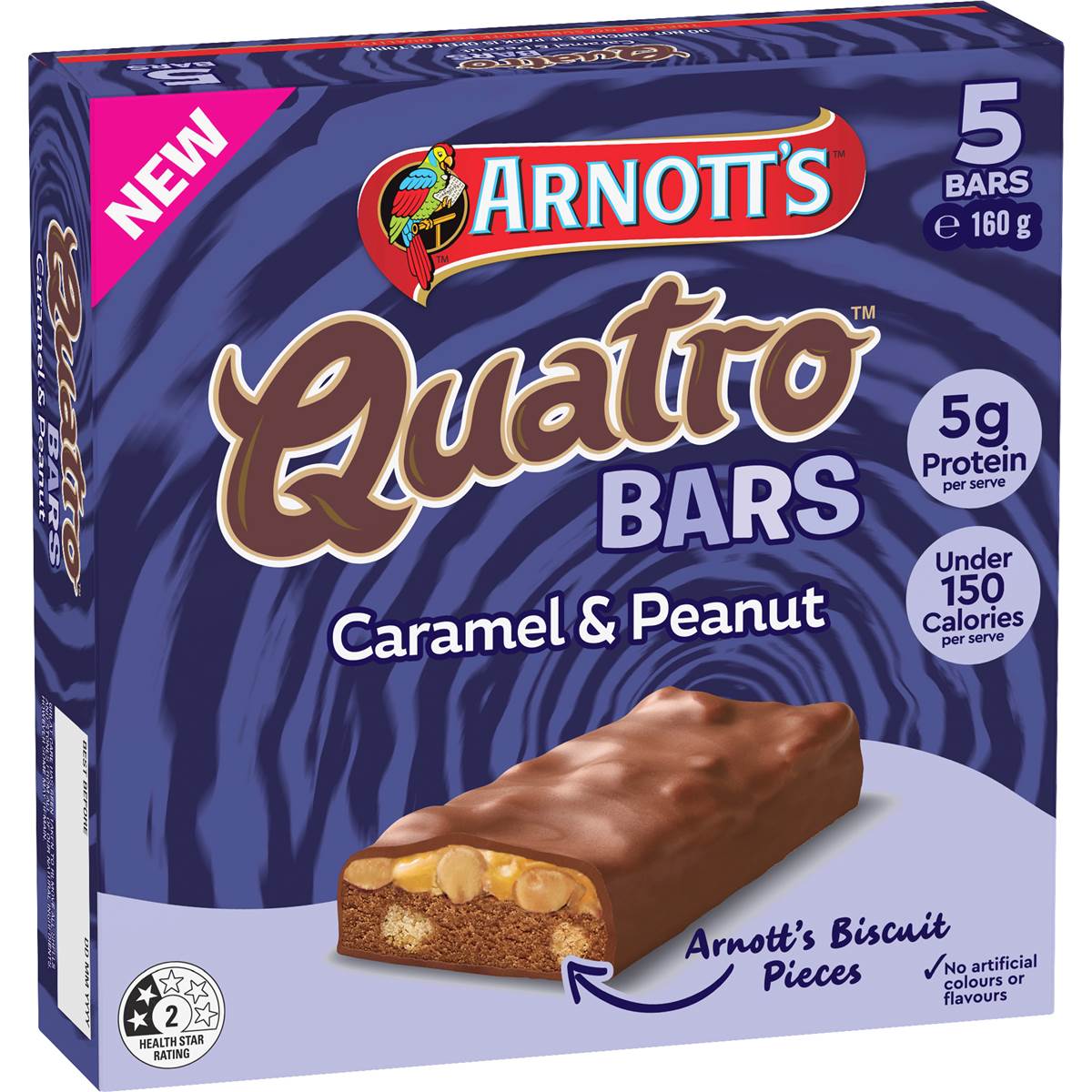 Arnott's Quatro Bars Caramel & Peanut 160g 5 pack
