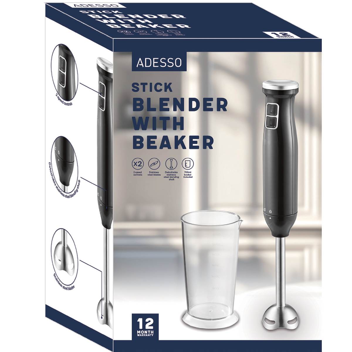Adesso Stick Blender With Beaker