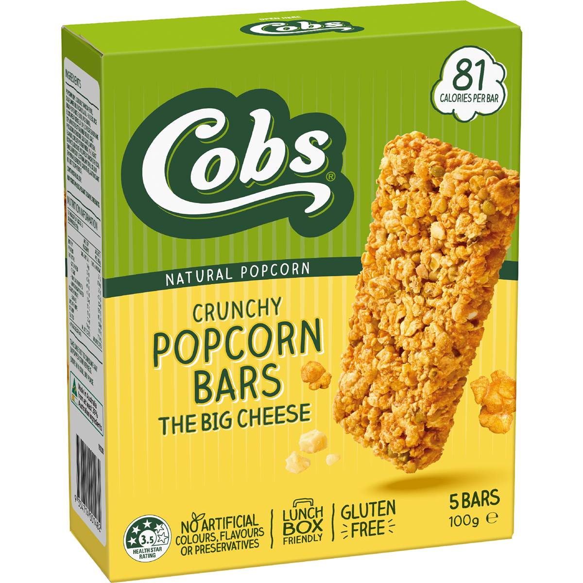 Cobs Crunchy Popcorn Bars Cheese 100g
