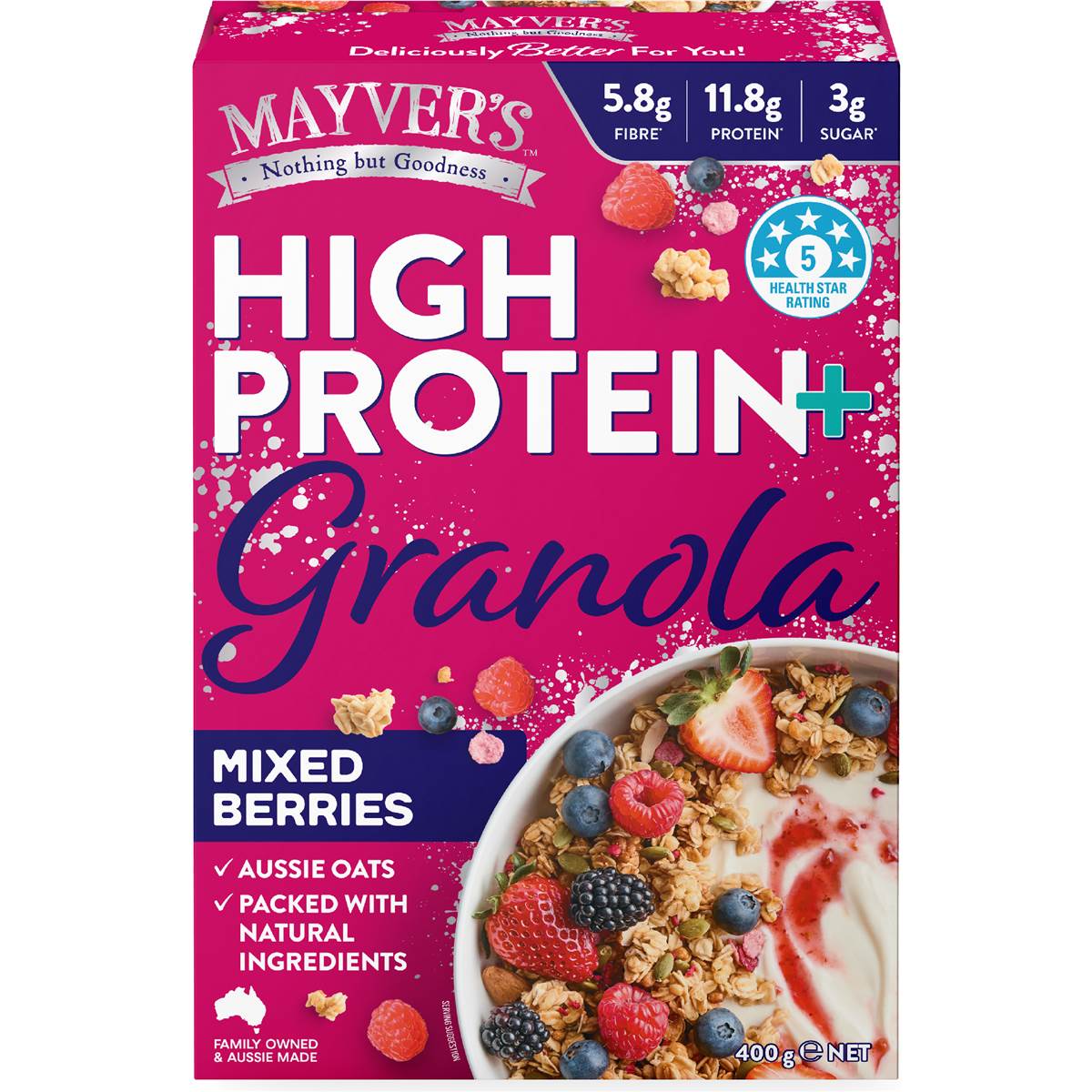 Mayver's High Protein Granola Mixed Berries 400g