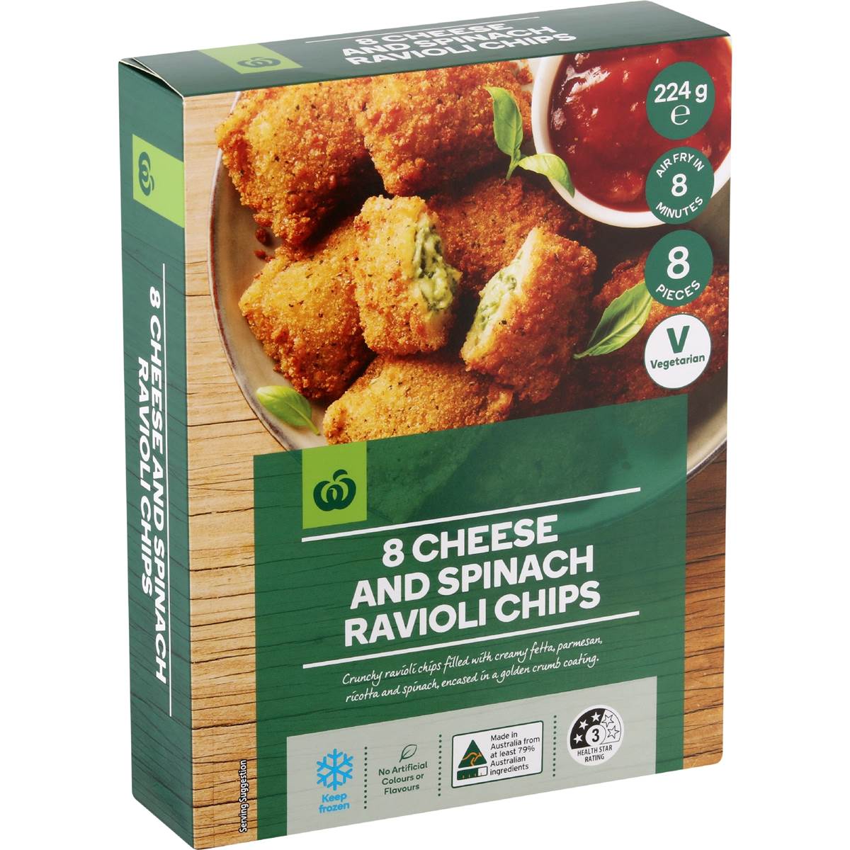 Woolworths 3 Cheese & Spinach Ravioli Chips 8 pack