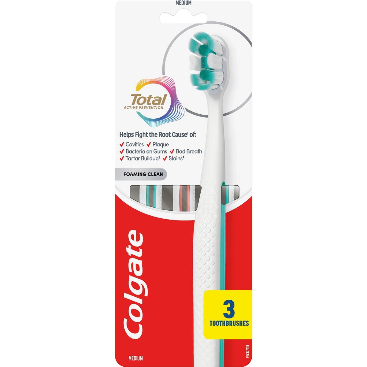 Colgate Toothbrush Total Foaming Clean Medium 3 pack
