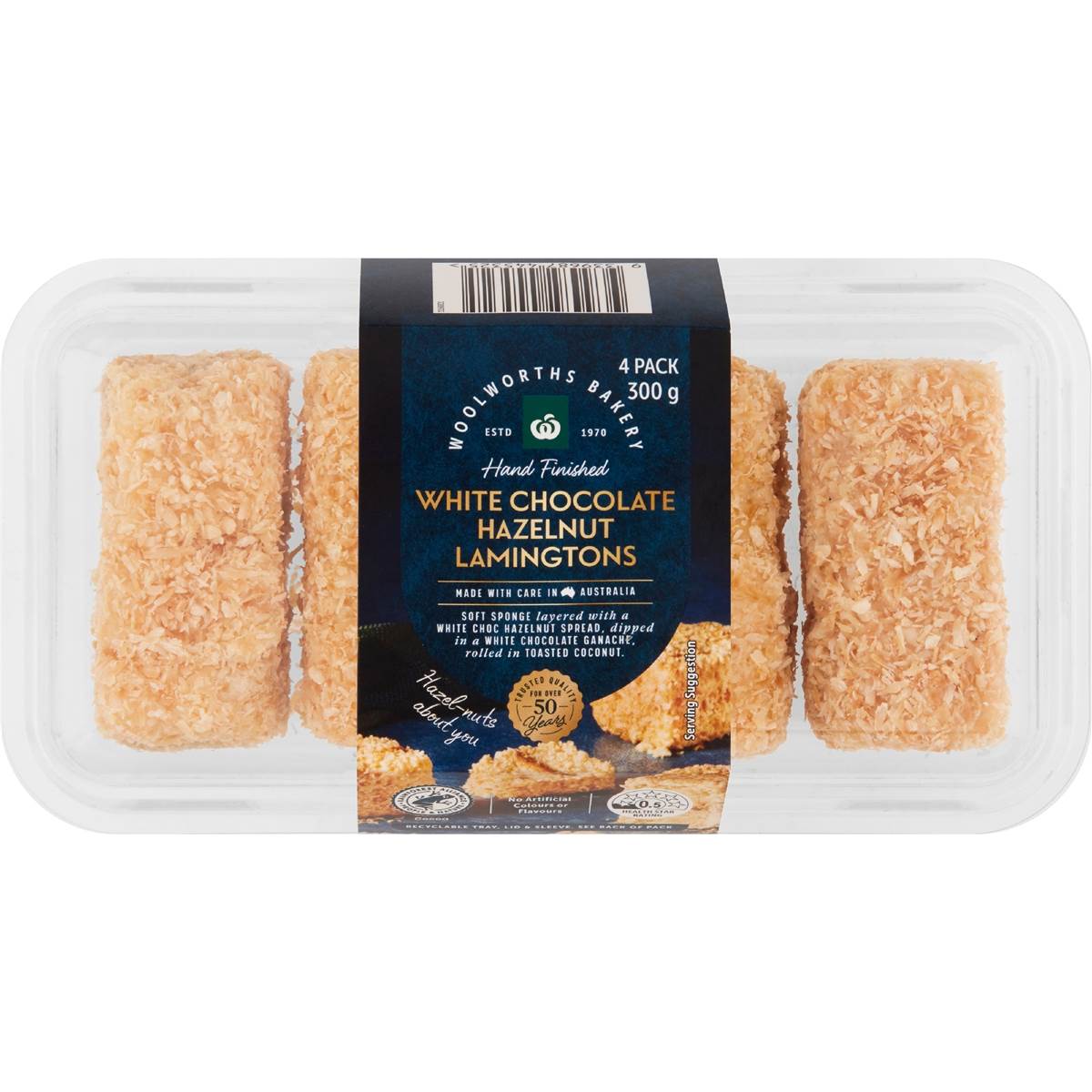 Woolworths White Chocolate Hazelnut Lamingtons 4 pack