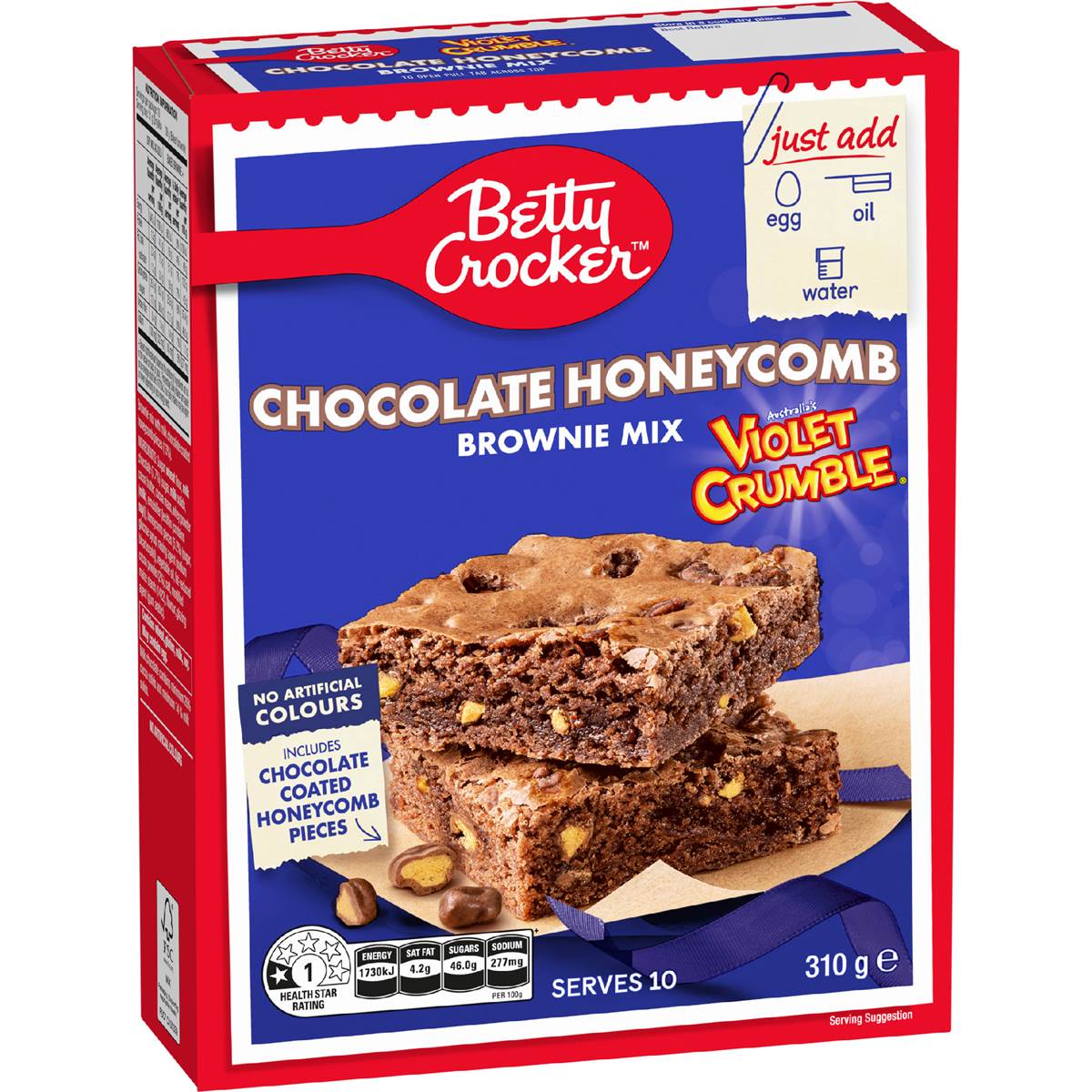 Betty Crocker Chocolate Honeycomb Violet Crumble Brownie Mix 310g