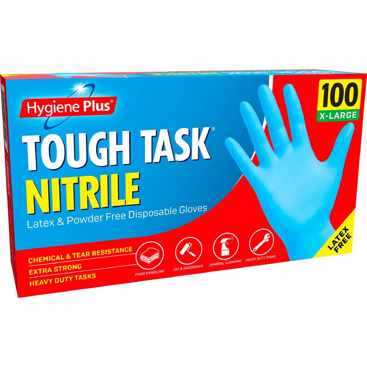 Hygiene Plus Tough Task Nitrile Latex & Powder Free Gloves Extra Large