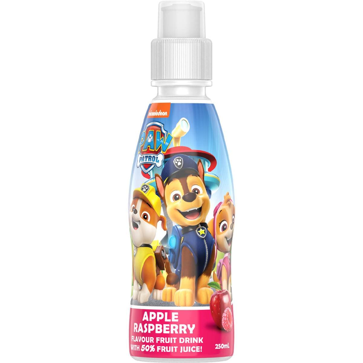 Fruity Burst Paw Patrol Apple Raspberry Fruit Drink Poppers Bottle 250mL
