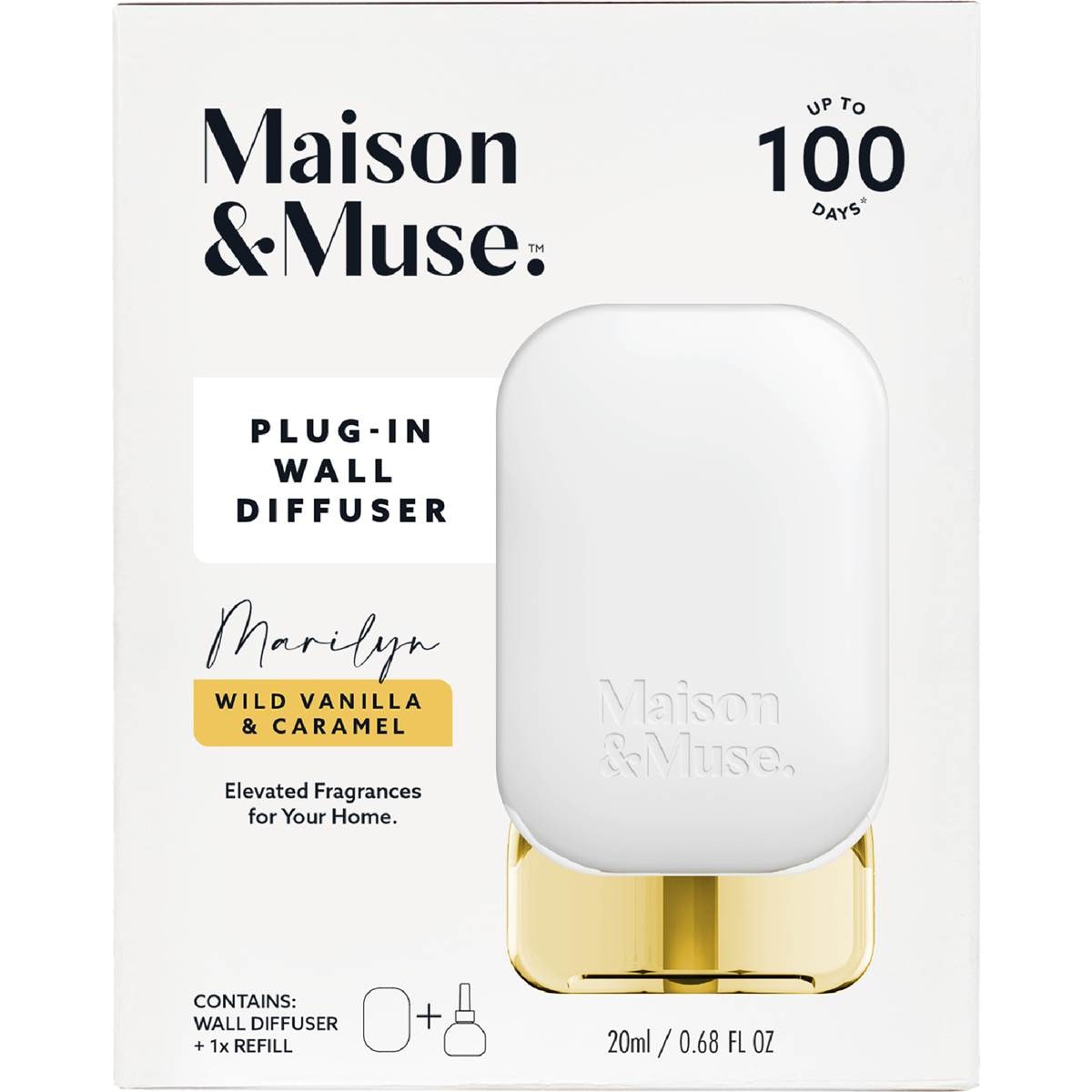 Maison & Muse Plug In Wall Diffuser Wild Vanilla & Caramel Marilyn 20mL – Woolworths