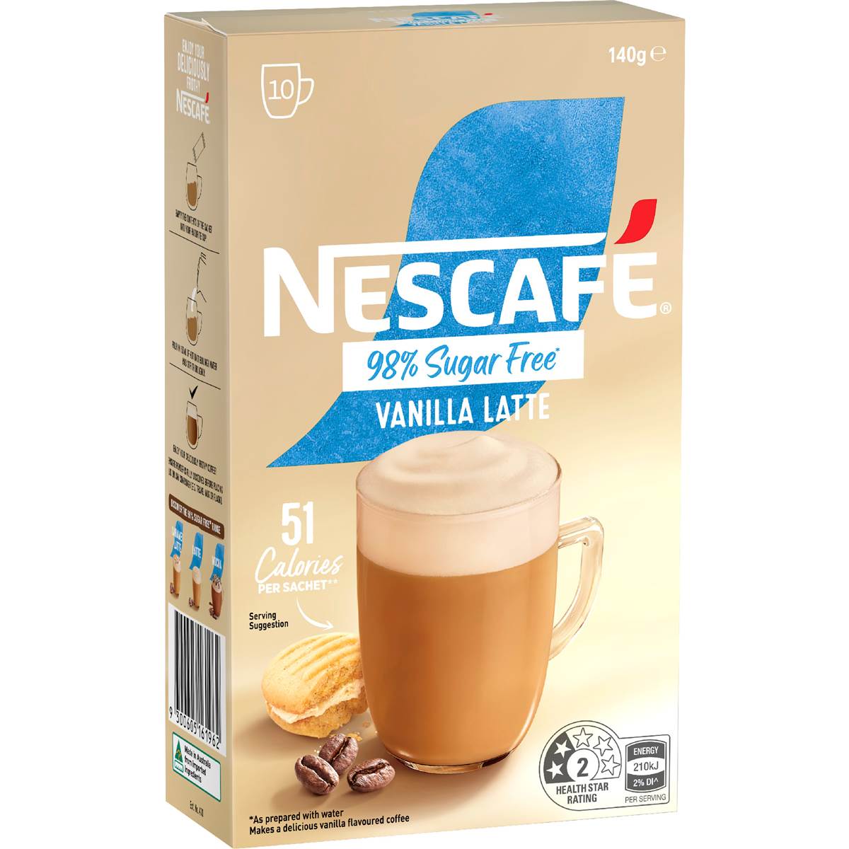 Nescafe 98% Sugar Free Vanilla Latte Sachets 10 pack
