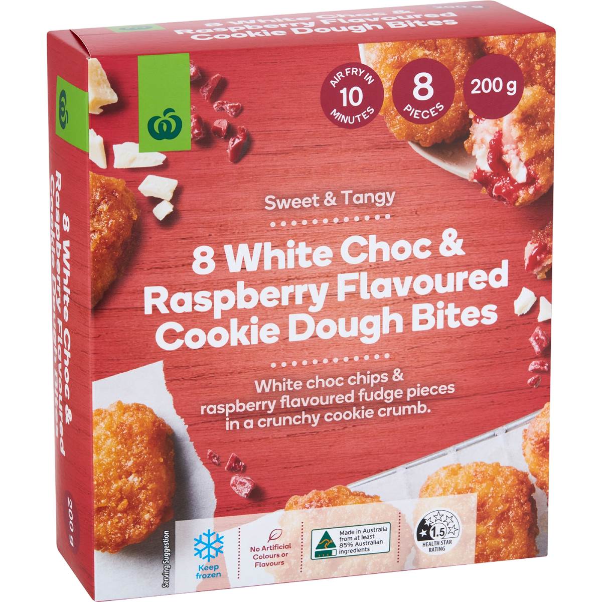 Woolworths White Choc & Raspberry Flavoured Cookie Dough Bites 8 pack