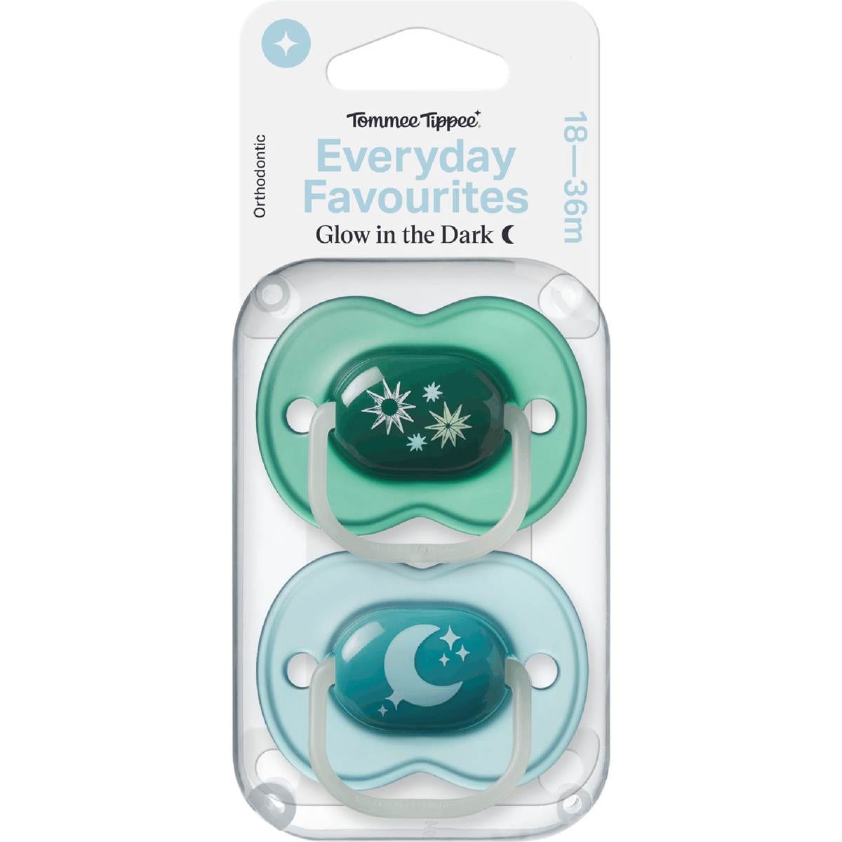 Tommee Tippee Everyday Favourites Glow In The Dark Soother 18-36M 2 pack