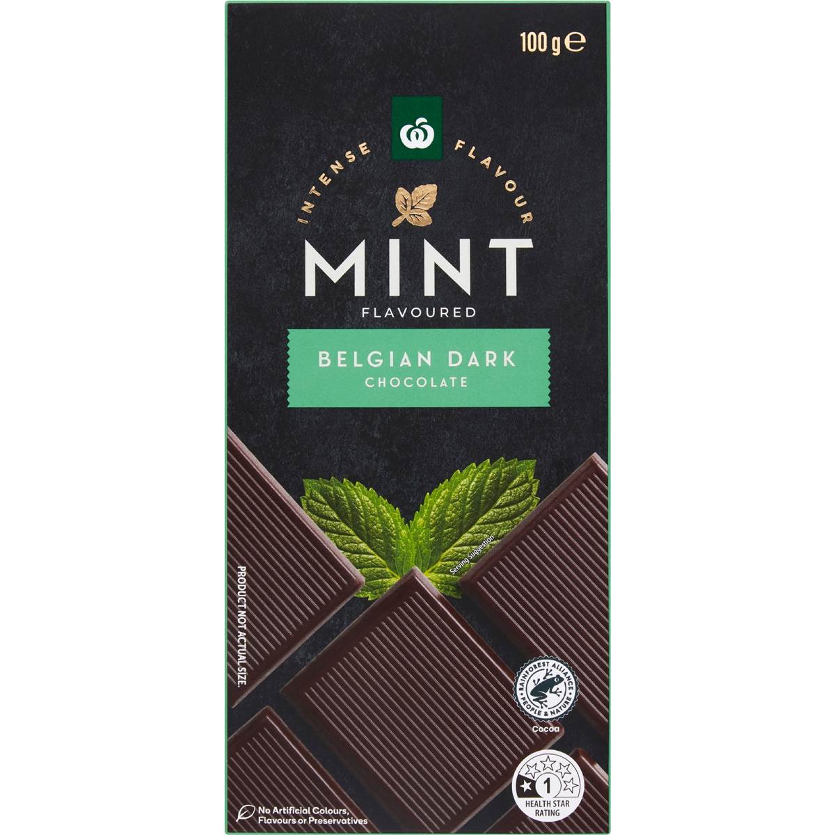 Woolworths Belgian Dark Chocolate Block Mint Flavoured