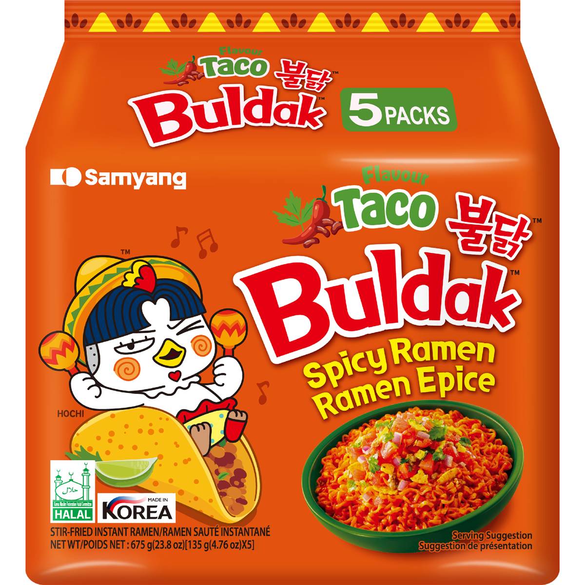Samyang Buldak Taco Spicy Ramen 675g 5 pack