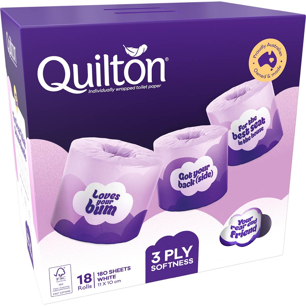 Quilton Softness 3Ply White Toilet Paper Box