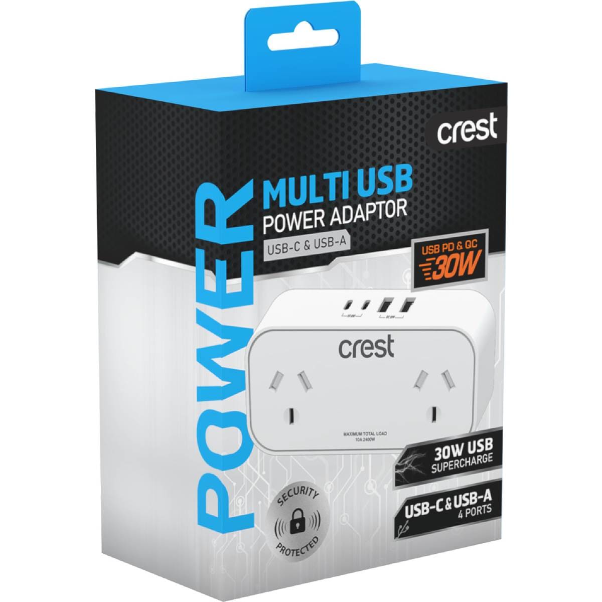 Crest Multi USB Power Adaptor USB-C & USB-A