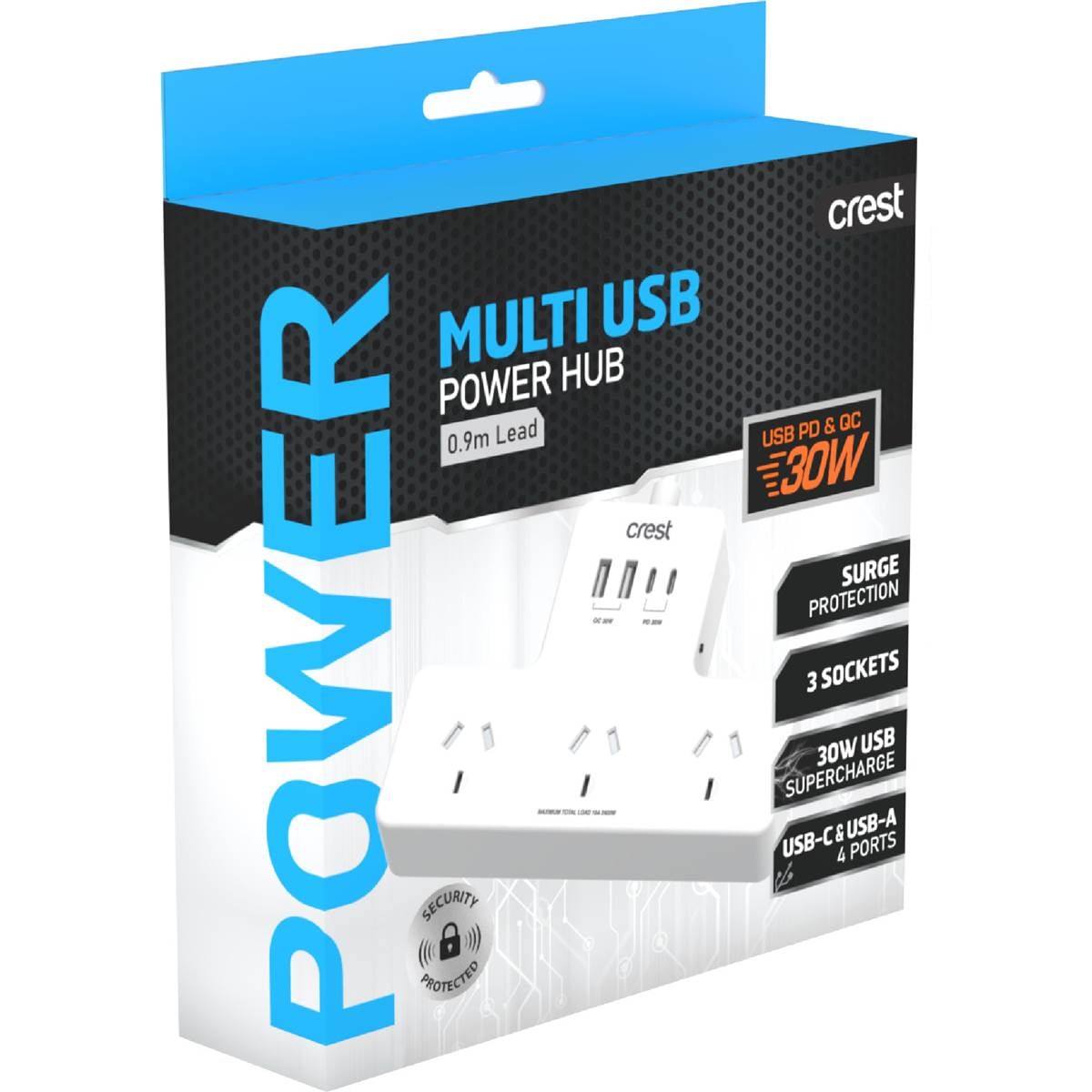 Crest Multi USB Power Hub 0.9m