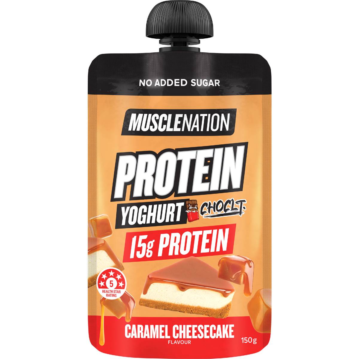 Muscle Nation Protein Yoghurt Pouch Caramel Cheesecake