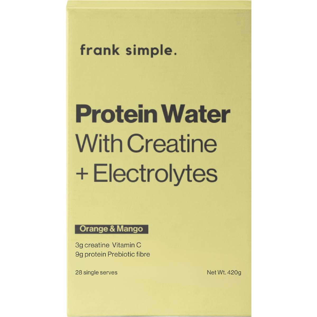 frank simple. Protein Water With Creatine & Electrolytes Orange Mango 28 pack
